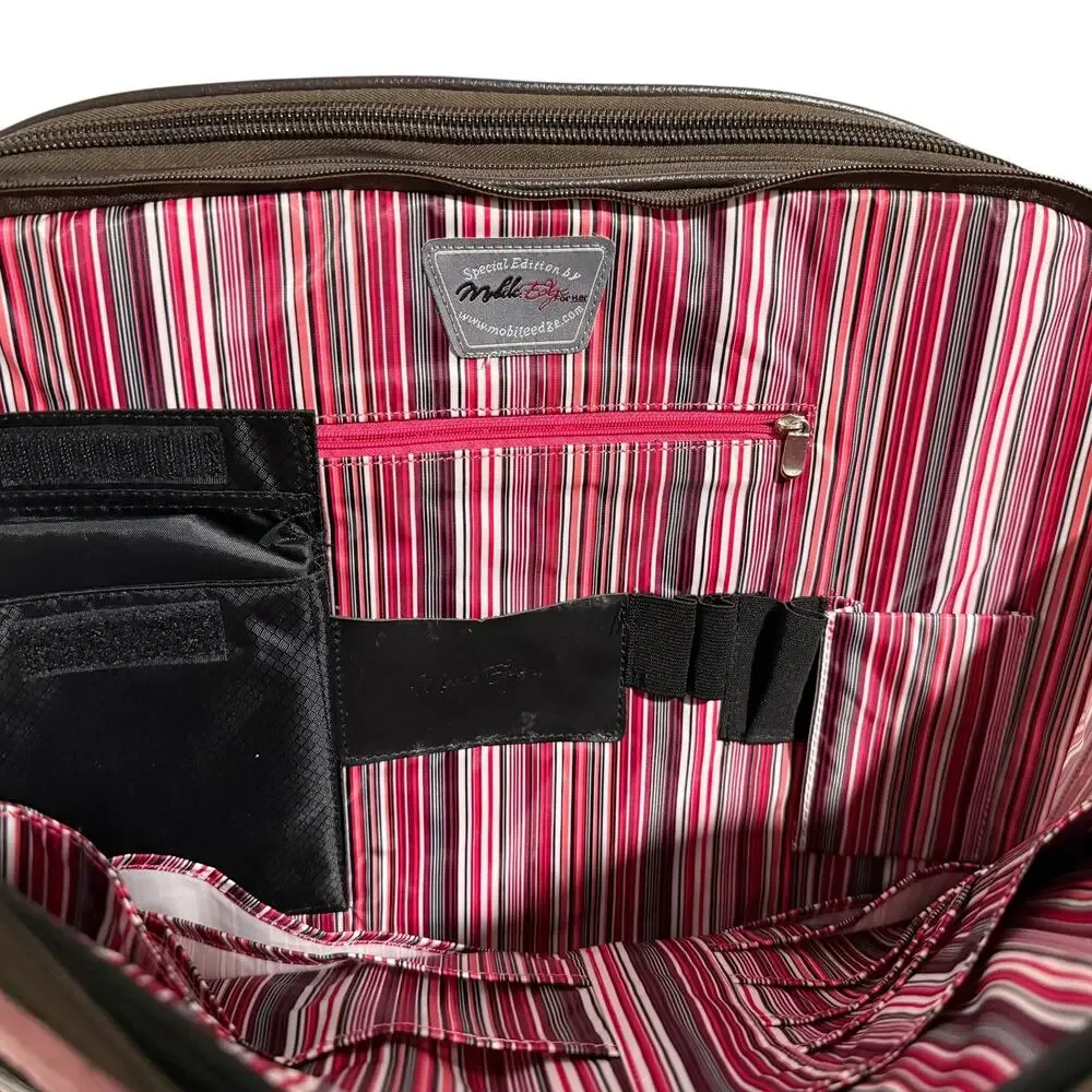 Mobile Edge ScanFast Element Briefcase Brown Leather and Canvas Pink Suede
